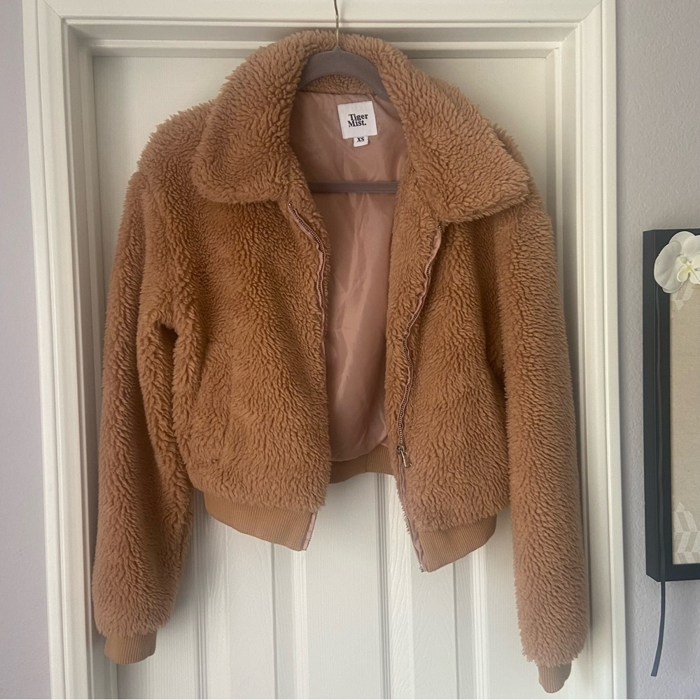 Tiger Mist cropped teddy jacket